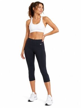 Nike Black Mid Rise Dri-Fit Capri Length Running Cross Fit Yoga Pants Size L